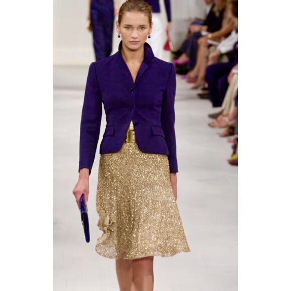 Ralph Lauren Collection Sequin Embellished Skirt Gold Runway Party Formal $5K 8 - Picture 5 of 15